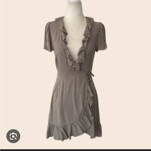 Aritzia Sunday best new wrap ruffle dress in sage green